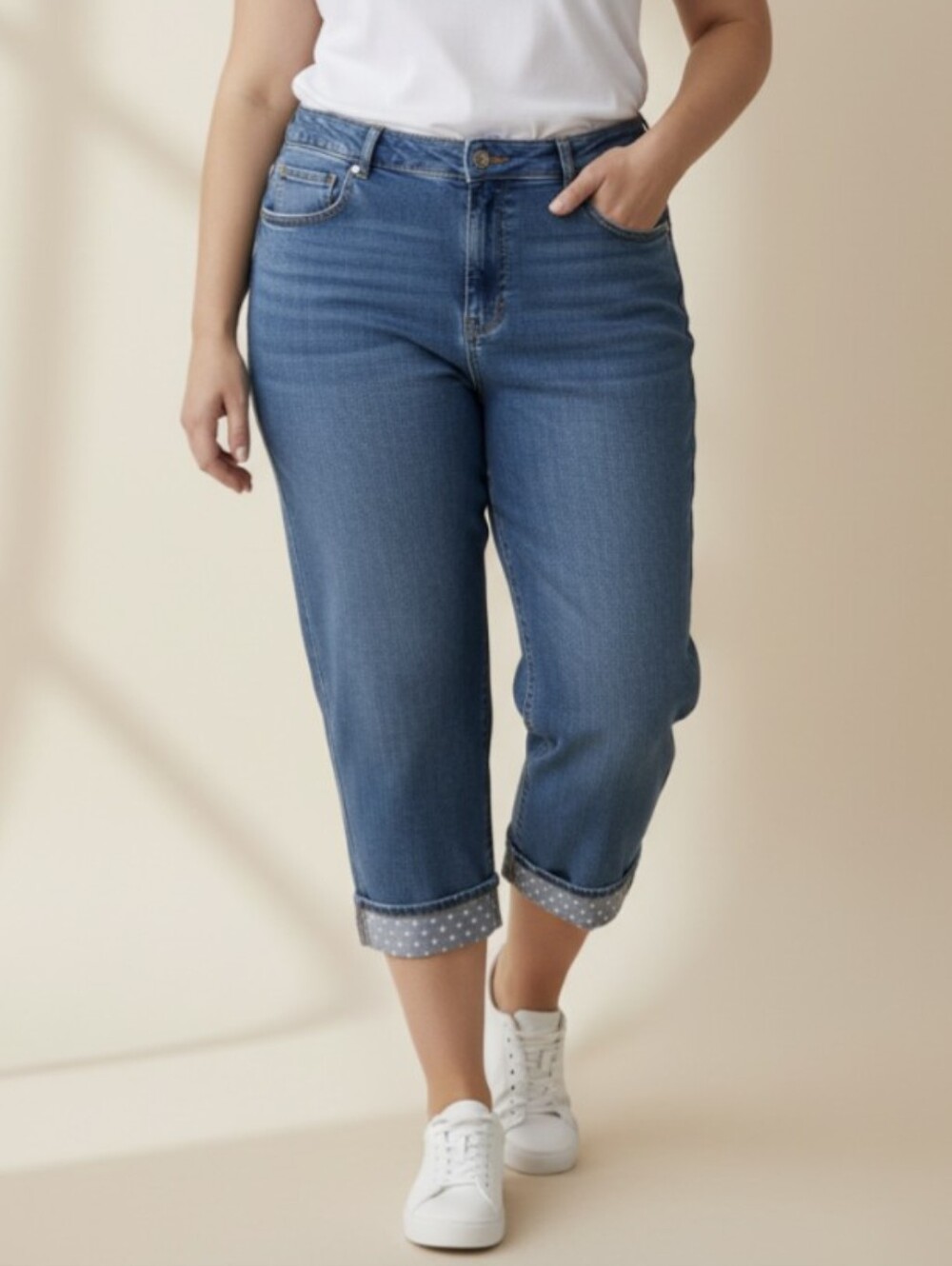 QUACKER FACTORY! ADORABLE BLUE DENIM, FOLD CUFF W/IRIDESCENT SEQUINS JEANS! 18W